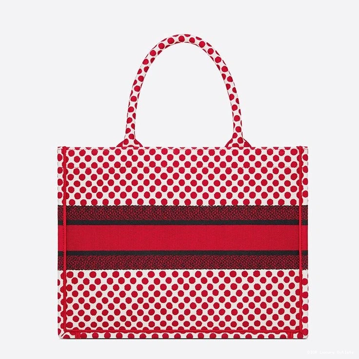 Cheap Red Dots Book Motif Canvas Tote Dior 0725 Luxury